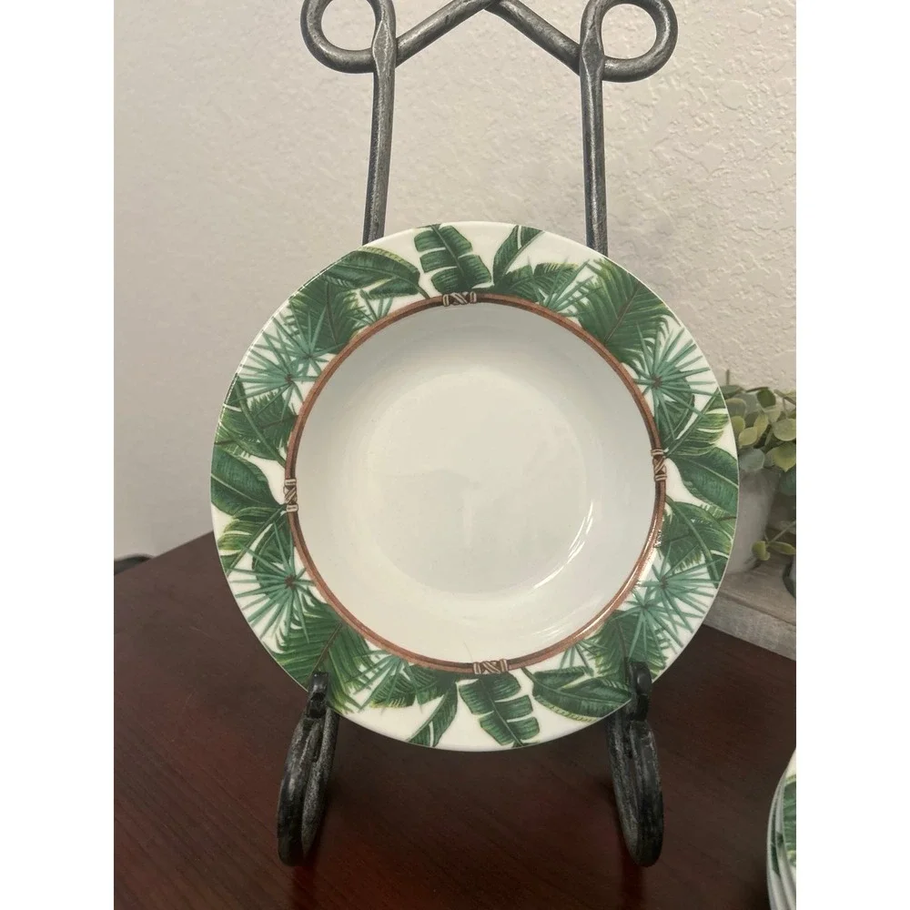 Florida Marketplace Palm‎ Island ceramic rimmed soup bowls set of 5